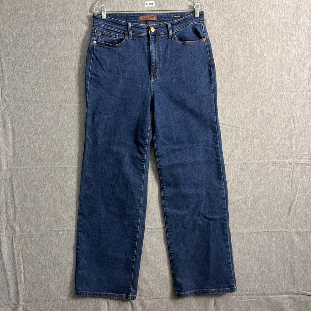 Judy Blue Women's Size 13/31 Dark Wash Blue Stretch High Rise Wide Leg Jeans